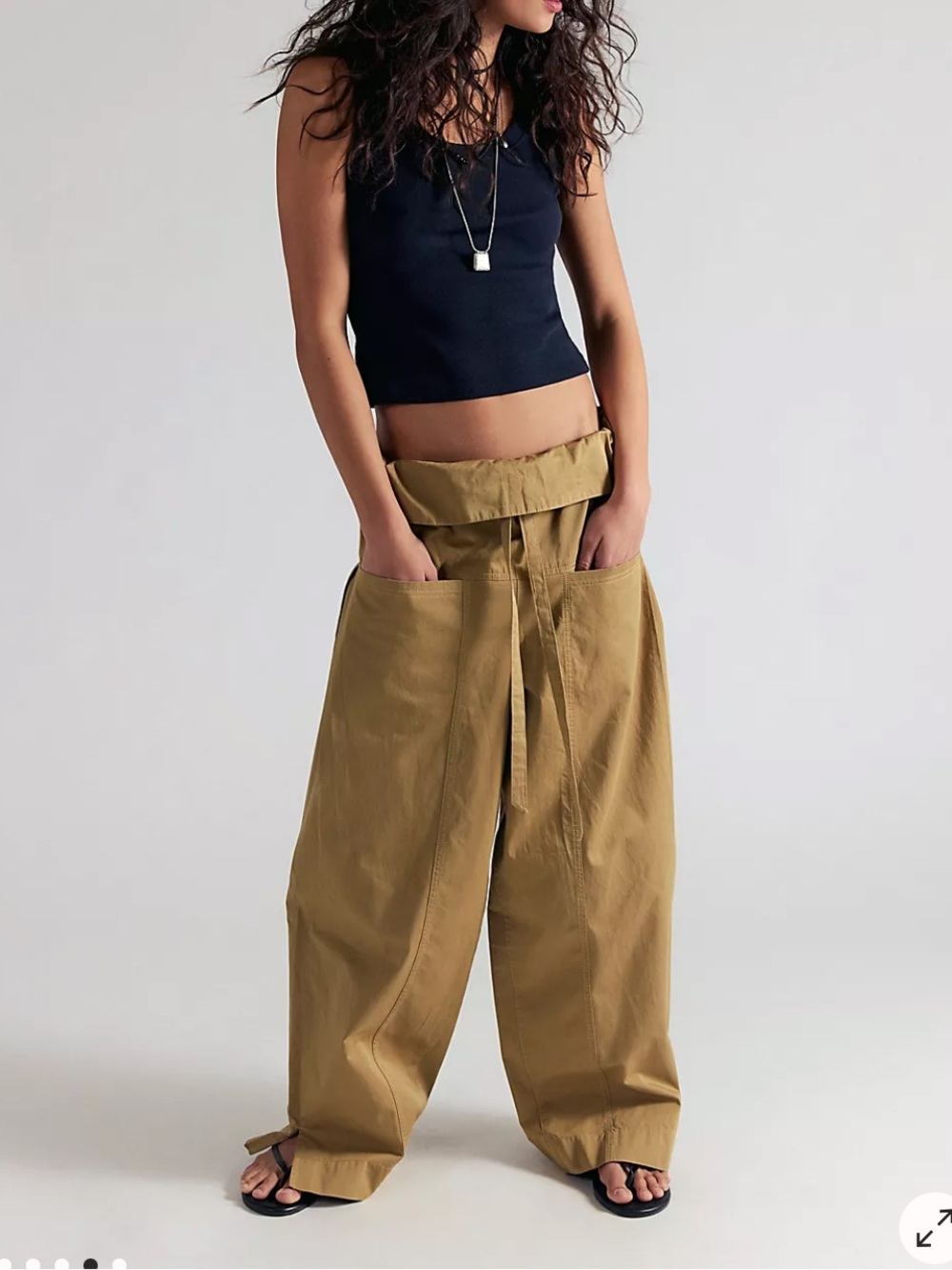 Free People NEW Paperbag Waist Pants in Tan
